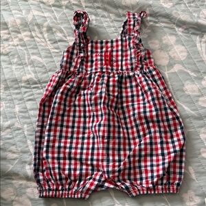 Checkered Kids Romper in Red, Blue, and White